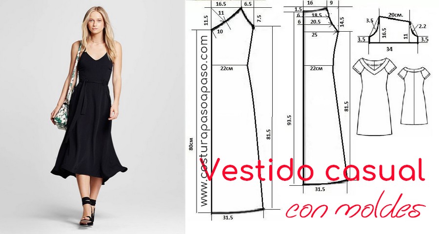 de vestido casual con mangas - Costura Paso a Paso Paso